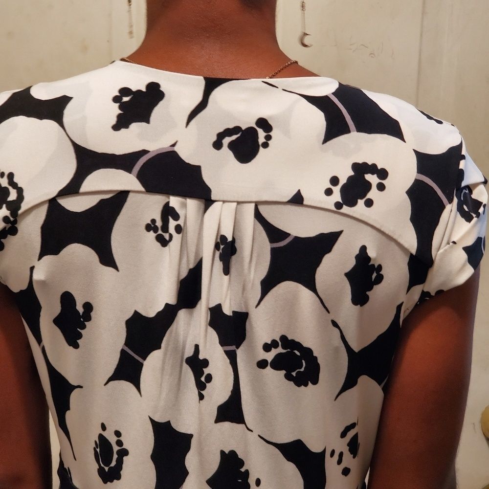New York & Company black & white faux wrap dress - Picture 6 of 8